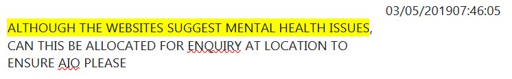 Police statement about websites suggesting mental health issues